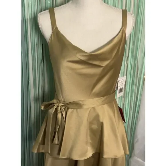 Gabby Skye Occasion Gold Fit & Flare Cocktail Dress, Homecoming, NWT, Size 6 - Picture 2 of 10